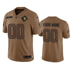 Minnesota Vikings Custom 2023 Brown Salute To Setvice Limited Stitched Jersey