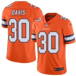 Denver Broncos #30 Terrell Davis Orange Vapor Untouchable Limited Stitched Jersey