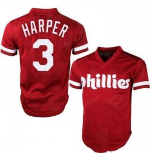 Philadelphia Phillies #3 Bryce Harper Majestic On-Field Red Stitched Jersey