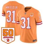 Tampa Bay Buccaneers #31 Antoine Winfield Jr. Orange 2025 F.U.S.E. 50th Anniversary Patch Vapor Untouchable Limited Stitched Jersey