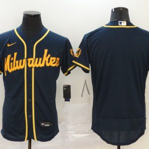 Milwaukee Brewers Blank Navy Flex Base Stitched Jersey