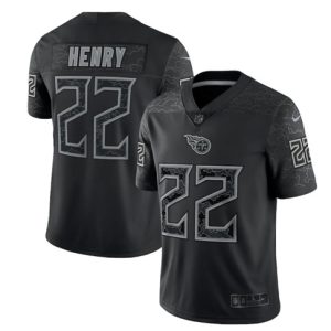 Tennessee Titans #22 Derrick Henry Black Reflective Limited Stitched Football Jersey