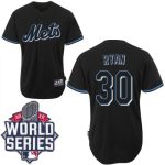 Mets #30 Nolan Ryan Black Fashion W 2015 World Series Patch Stitched Jersey