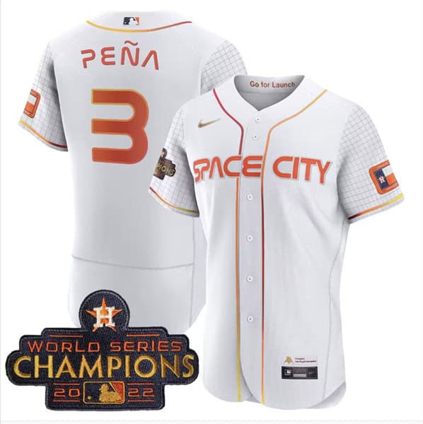 Houston Astros ACTIVE PLAYER Custom White With 2022 World Serise Champions Patch Stitched Jersey