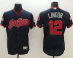 Indians #12 Francisco Lindor Navy Blue Fashion Stars Stripes Flexbase Authentic Stitched Jersey
