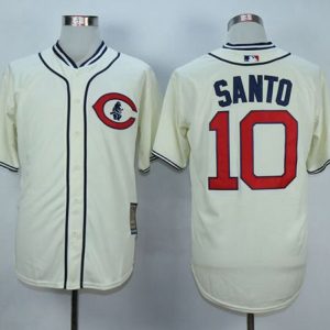 Cubs #10 Ron Santo Cream 1929 Turn Back The Clock Stitched Jersey