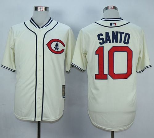 Cubs #10 Ron Santo Cream 1929 Turn Back The Clock Stitched Jersey