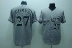Brewers #27 Carlos Gomez Stitched Grey Cool Base Jersey