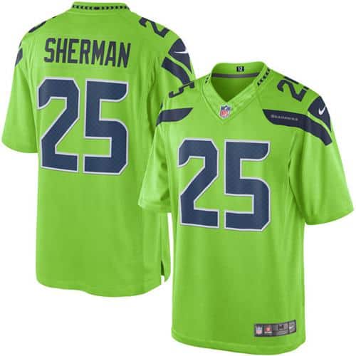 Seahawks #25 Richard Sherman Green Stitched Limited Rush Nike Jersey