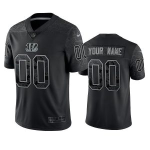 Cincinnati Bengals Custom Black Reflective Limited Stitched Jersey