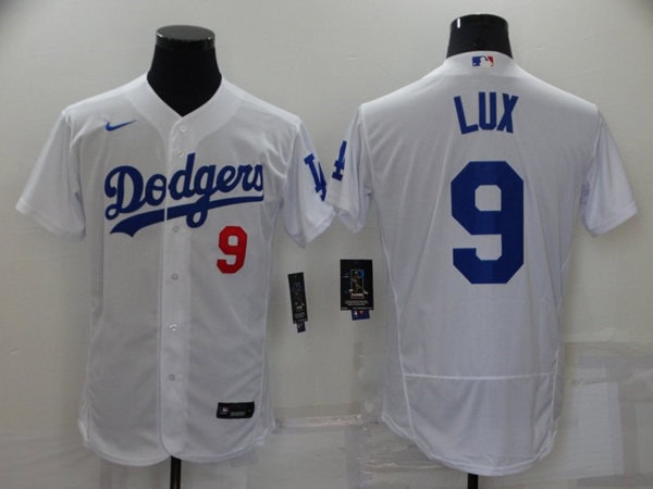 Los Angeles Dodgers #9 Gavin Lux White Flex Base Stitched Jersey