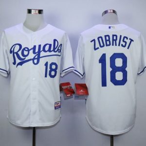 Royals #18 Ben Zobrist White Cool Base Stitched Jersey