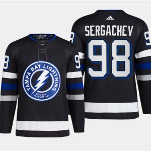 Tampa Bay Lightning #98 Mikhail Sergachev Black Alternate Premier Breakaway Stitched Jersey