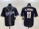 Los Angeles Dodgers #11 Roki Sasaki Black Cool Base Stitched Jersey