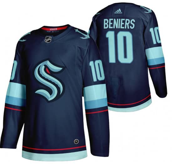 Seattle Kraken #10 Matty Beniers Navy Stitched Jersey