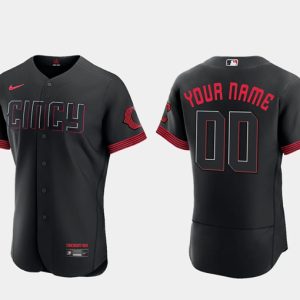 Cincinnati Reds Custom Black 2023 City Connect Flex Base Stitched Jersey