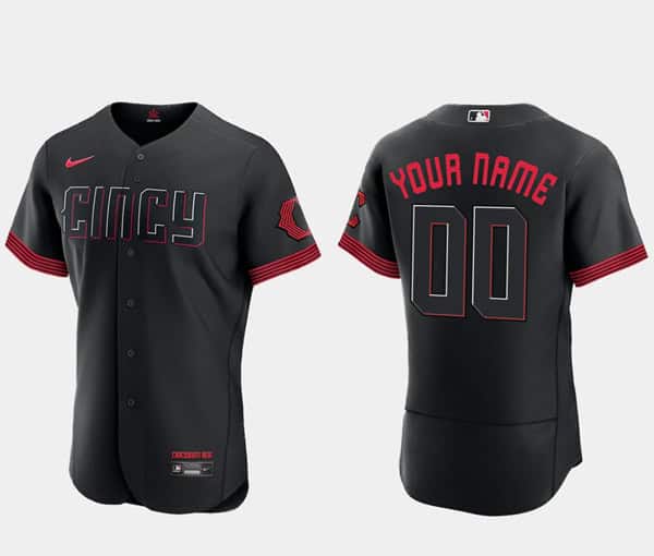 Cincinnati Reds Custom Black 2023 City Connect Flex Base Stitched Jersey