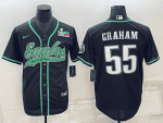Philadelphia Eagles #55 Brandon Graham Black With Super Bowl LVII Patch Cool Base Stitched Baseball Jersey