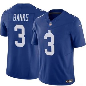New York Giants #3 Deonte Banks Blue 2023 F.U.S.E. Vapor Untouchable Limited Stitched Jersey