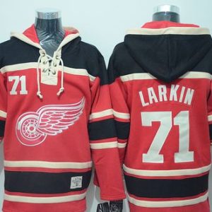 Red Wings #71 Dylan Larkin Red Sawyer Hooded Sweatshirt Stitched Jersey