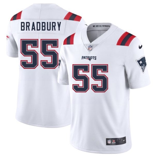 New England Patriots #55 Garrett Bradbury White 2025 Vapor Limited Stitched Jersey