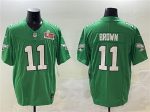Philadelphia Eagles #11 A.J. Brown Green 2025 Super Bowl LIX Patch F.U.S.E. Throwback Vapor Untouchable Limited Stitched Jersey
