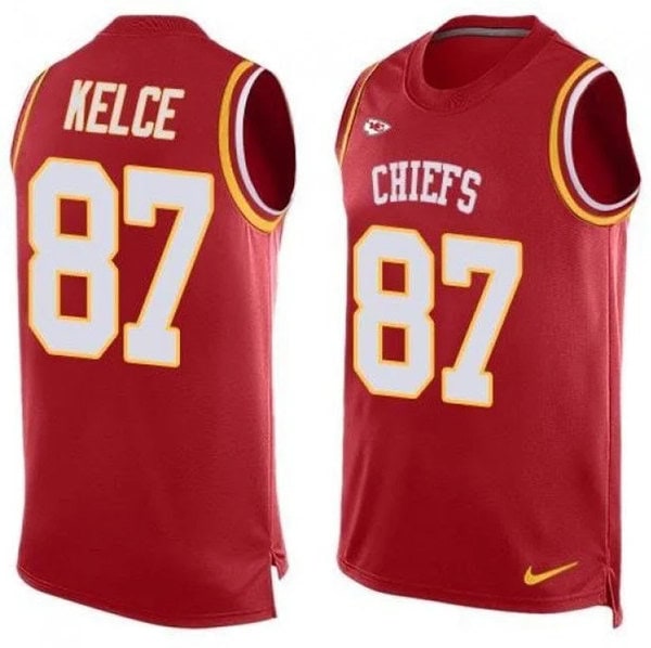 Kansas City Chiefs #87 Travis Kelce Red Tanktop Stitched Jersey