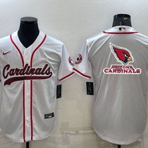 Arizona Cardinals White Team Big Logo With Patch Cool Base Stitched Baseball Jersey