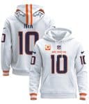 Denver Broncos #10 Bo Nix White With 1-Star C Patch Pullover Hoodie