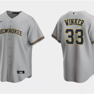 Milwaukee Brewers #33 Jesse Winker Gray Cool Base Stitched Jersey