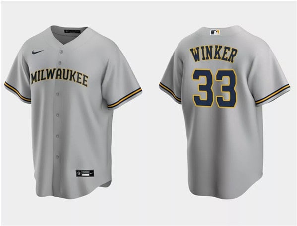 Milwaukee Brewers #33 Jesse Winker Gray Cool Base Stitched Jersey