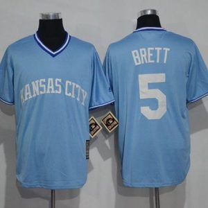 Royals #5 George Brett Light Blue Cooperstown Stitched Jersey