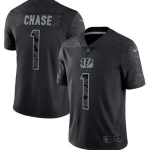 Cincinnati Bengals #1 Ja'Marr Chase Reflective Limited Stitched Jersey