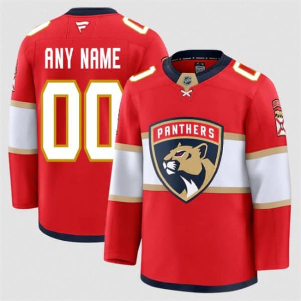 Florida Panthers Custom Red 2024-25 Home Stitched Jersey