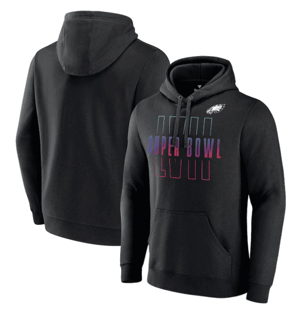 Philadelphia Eagles Black Super Bowl LVII Open Sky Pullover Hoodie