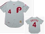 Philadelphia Phillies #4 Lenny Dykstra Mitchell and Ness Grey 1989 Throwback Stitched Jersey