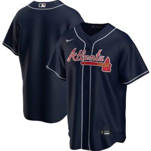 Atlanta Braves Navy Cool Base Stitched Jersey