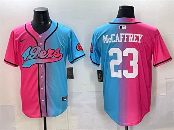 San Francisco 49ers #23 Christian McCaffrey Pink Blue Limited Stitched Jersey