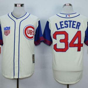Cubs #34 Jon Lester Cream 1942 Turn Back The Clock Stitched Jersey