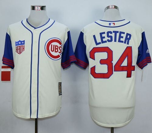 Cubs #34 Jon Lester Cream 1942 Turn Back The Clock Stitched Jersey