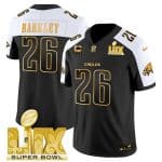 Philadelphia Eagles #26 Saquon Barkley Black Gold 2025 Super Bowl LIX With 4-Star C Patch New F.U.S.E. Vapor Untouchable Limited Stitched Jersey