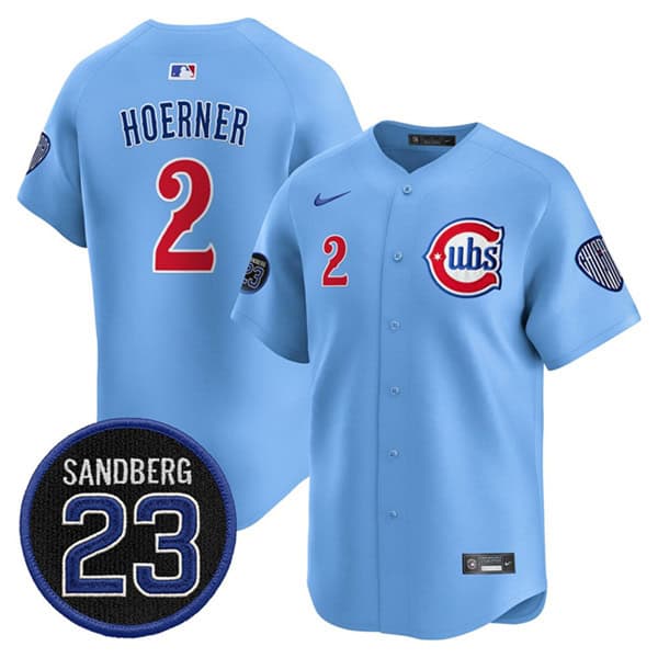 Chicago Cubs #2 Nico Hoerner Blue 'Ryne Sandberg Tribute' Vapor Limited V2 Stitched Jersey