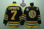 Bruins Stanley Cup Finals Patch #7 Phil Esposito Stitched Black CCM Throwback Jersey