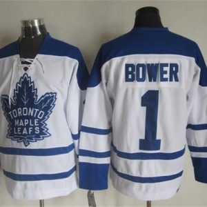 Maple Leafs #1 Johnny Bower White CCM Throwback Winter Classic Stitched Jersey