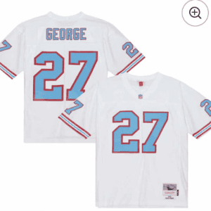 Tennessee Titans #27 Eddie George White Mitchell Ness Stitched Jersey