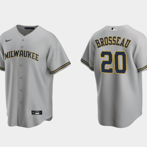Milwaukee Brewers #20 Mike Brosseau Gray Cool Base Stitched Jersey