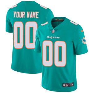 Miami Dolphins Customized Aqua Green Vapor Untouchable Limited Stitched NFL Jersey
