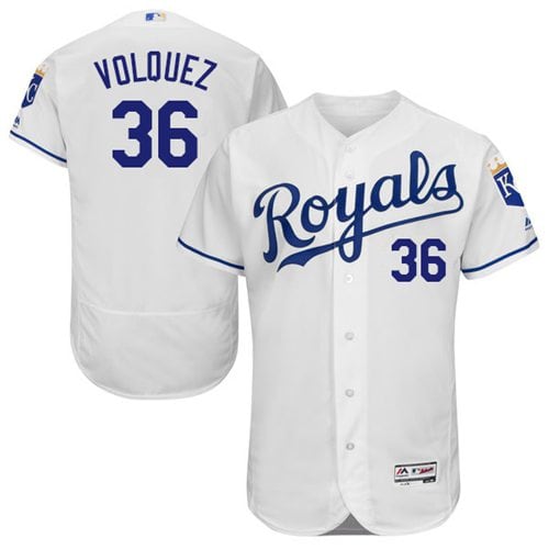 Royals #36 Edinson Volquez White Flexbase Authentic Collection Stitched Jersey