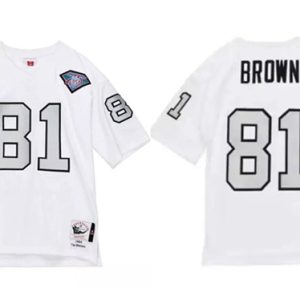 Las Vegas Raiders #81 Tim Brown White 1994 Mitchell Ness Stitched Jersey