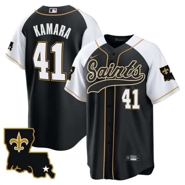 New Orleans Saints #41 Alvin Kamara Black White 1987 Legacy Cool Base Stitched Jersey